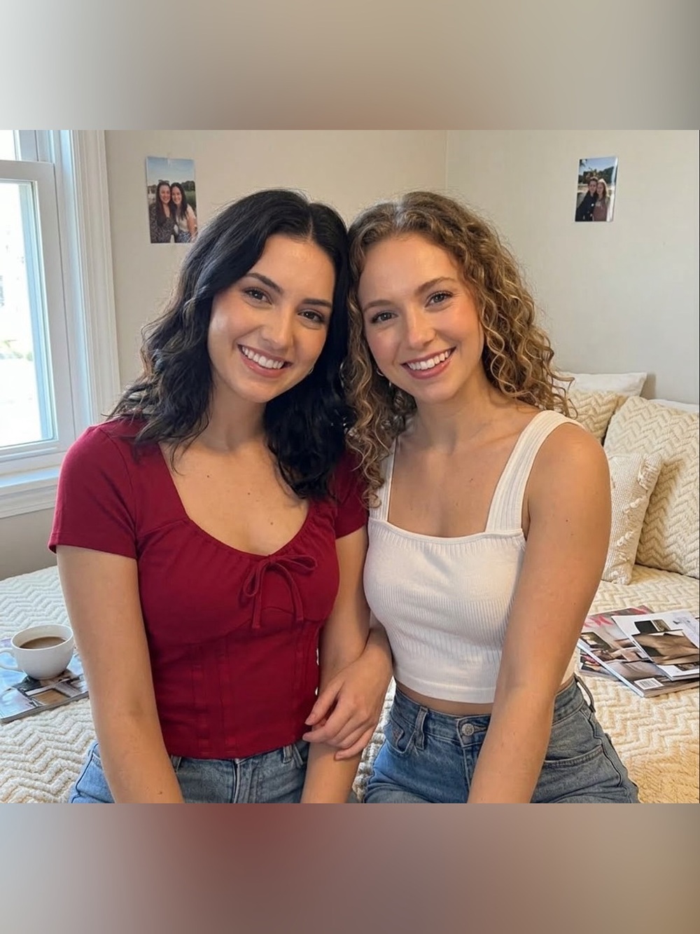 Hollister Red and White Crop Top Duo